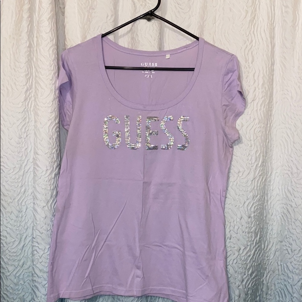 Purple Short Sleeve Guess T Shirt